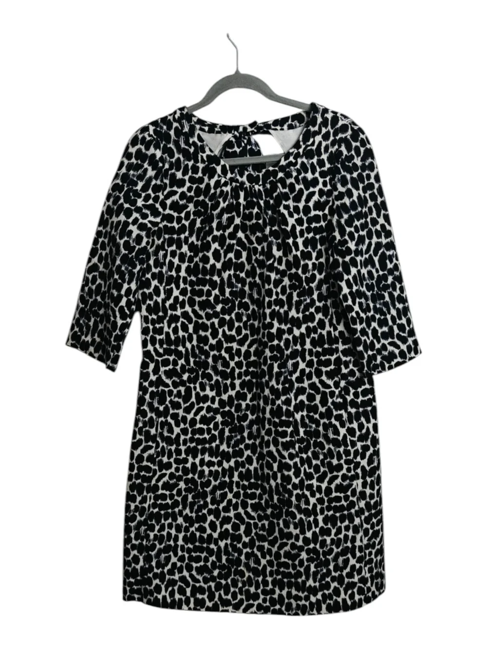 kate spade Black and White Leopard Print Long Sleeve Shift Dress